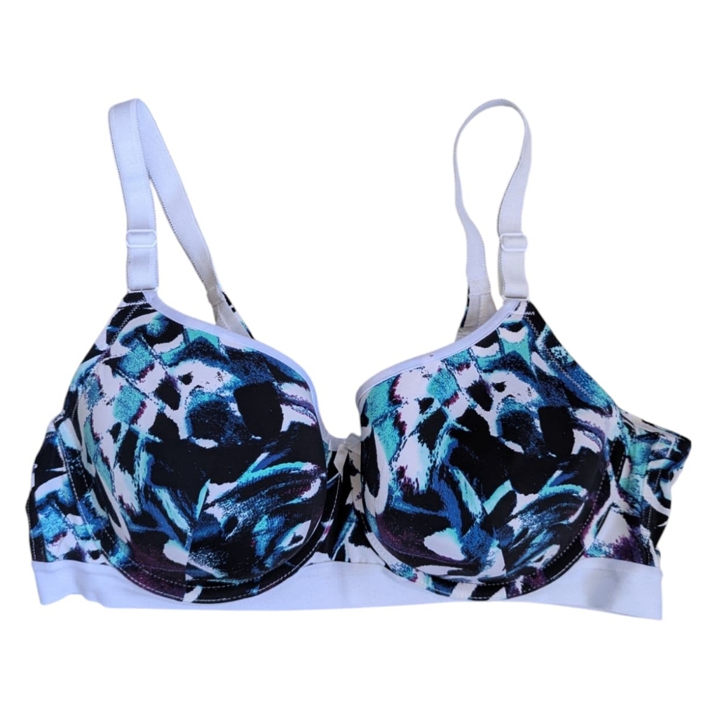 Torrid Curve Abstract Butterfly 🦋 Blue & Black Full Cvrge Bra W Underwire - Picture 3 of 9